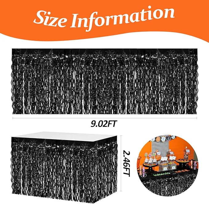 4P Wavy Metallic Tinsel Foil Fringe Table Skirts - Image 2