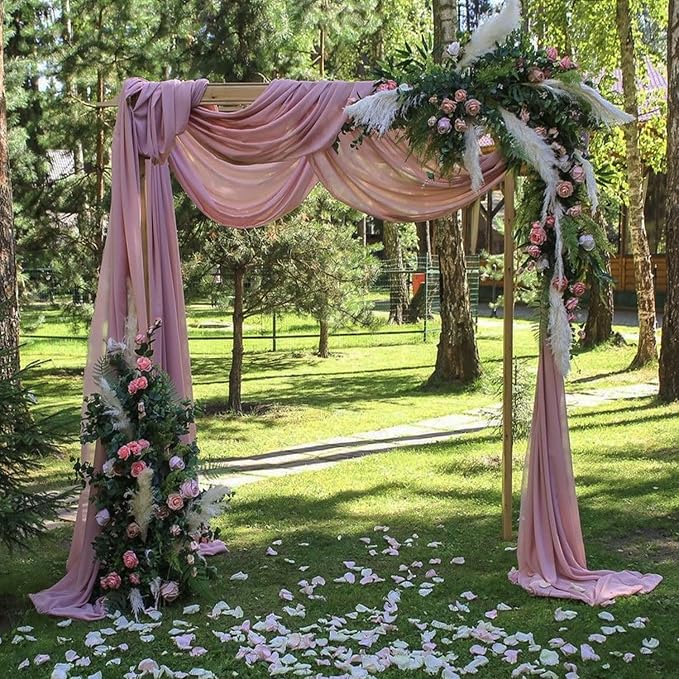 Dusty Rose Wedding Arch Draping Fabric 4 Panels 20Ft Length x 28" Width Arch - Image 2