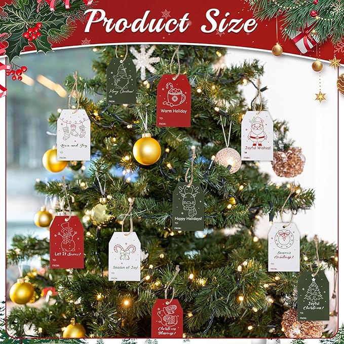 100PCS Christmas Gift Tags 10 Styles Merry Christmas Gift Tags - Image 5