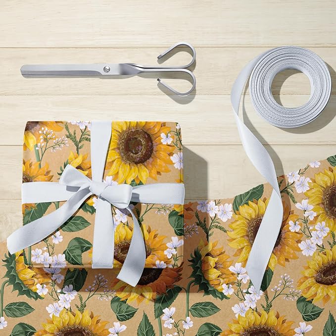 WRAPAHOLIC Kraft Floral Wrapping Paper Roll - Image 7