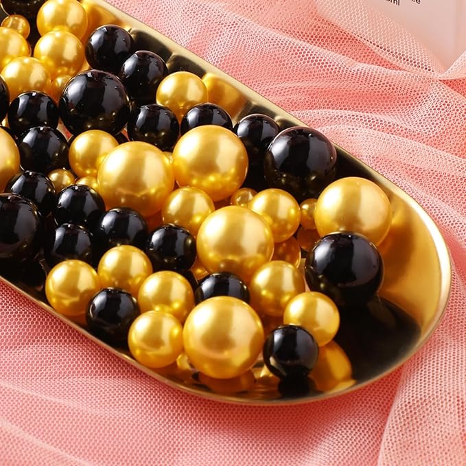 200 Pcs Vase Filler Beads Black and Gold Pearl Beads - Image 5