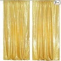 SquarePie Sequin Backdrop Curtain 8FT x 10FT Gold Satin Backing Fabric by SquarePie