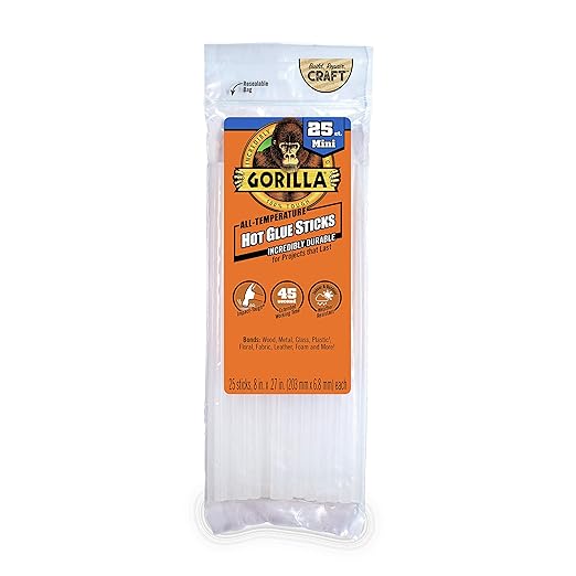 Gorilla Hot Glue Sticks, Mini Size 8" Long x 0.27" Diameter by Gorilla
