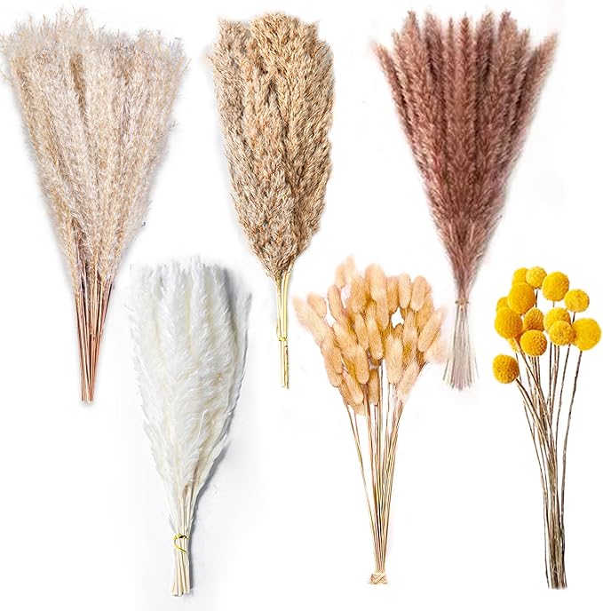100PCS Natural Dried Pampas Grass Decor by Secatoho