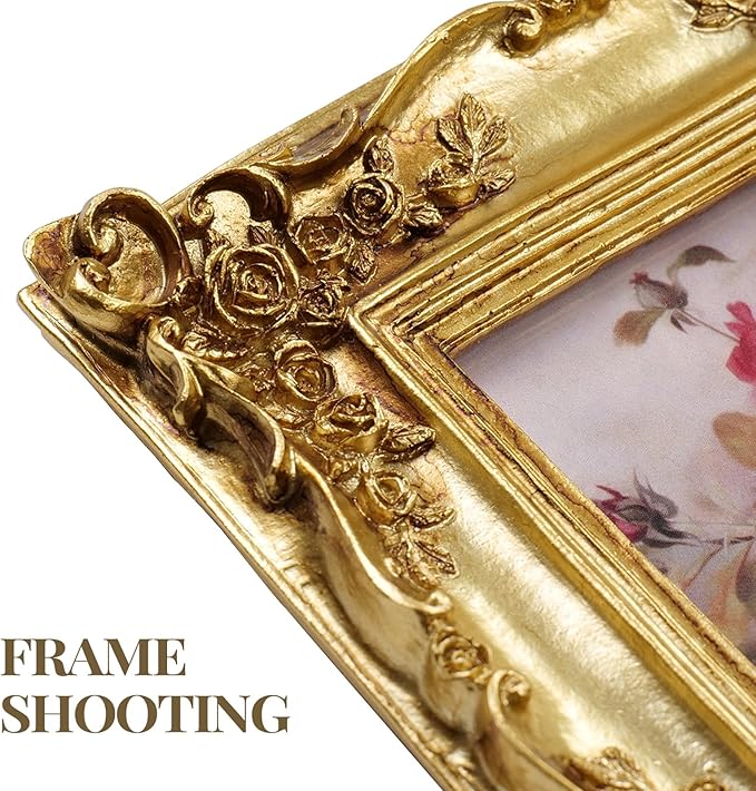 Cuspin Gold Picture Frame 4x4 Frames, Ornate Square Resin Photo Frame - Image 4