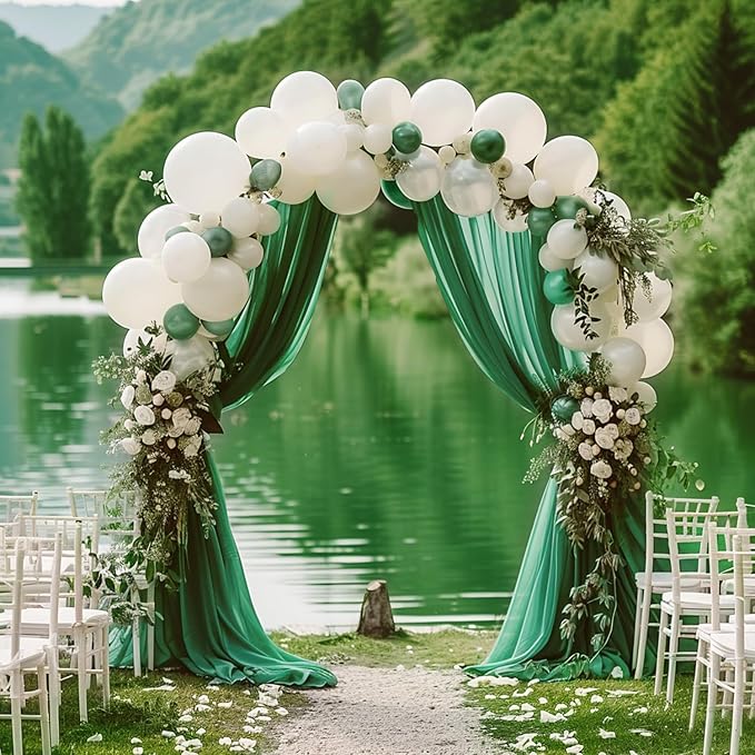 Wokceer Wedding Arch Draping Fabric 6 Panels 28.7" x 20FT Emerald Green Drapes - Image 3