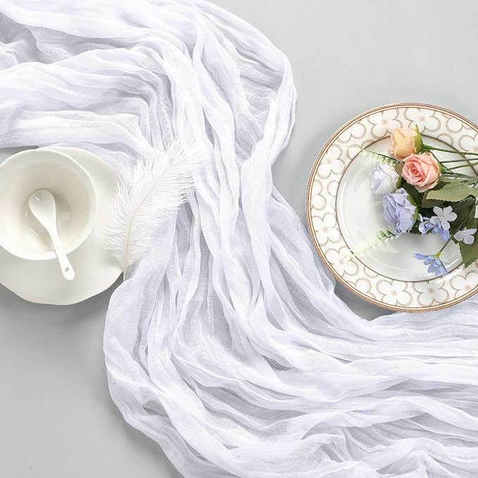 12 Pack White Cheesecloth Table Runner 10ft Boho Gauze Fabric Cheese Cloth - Image 6