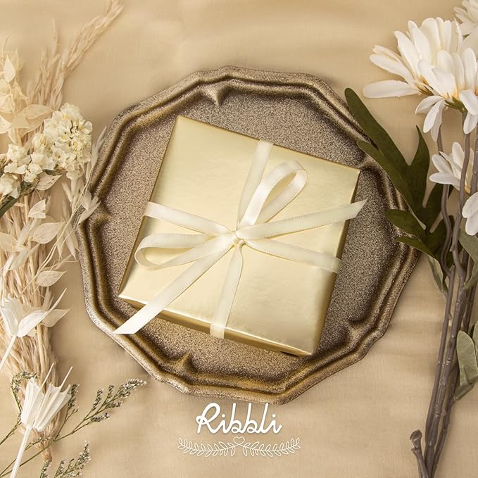 Ribbli Ivory Satin Ribbon Double Faced Satin 1/4 Inch x Continuous 100 - Image 2