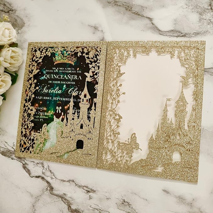 20PCS Castle Pocket Invitations, Quinceanera Invitations - Image 4