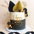 Boho Cake Topper Black Gold Ball Cake Top Man Cake Decorations Roar 1920s Cake by RoaringGoodTime