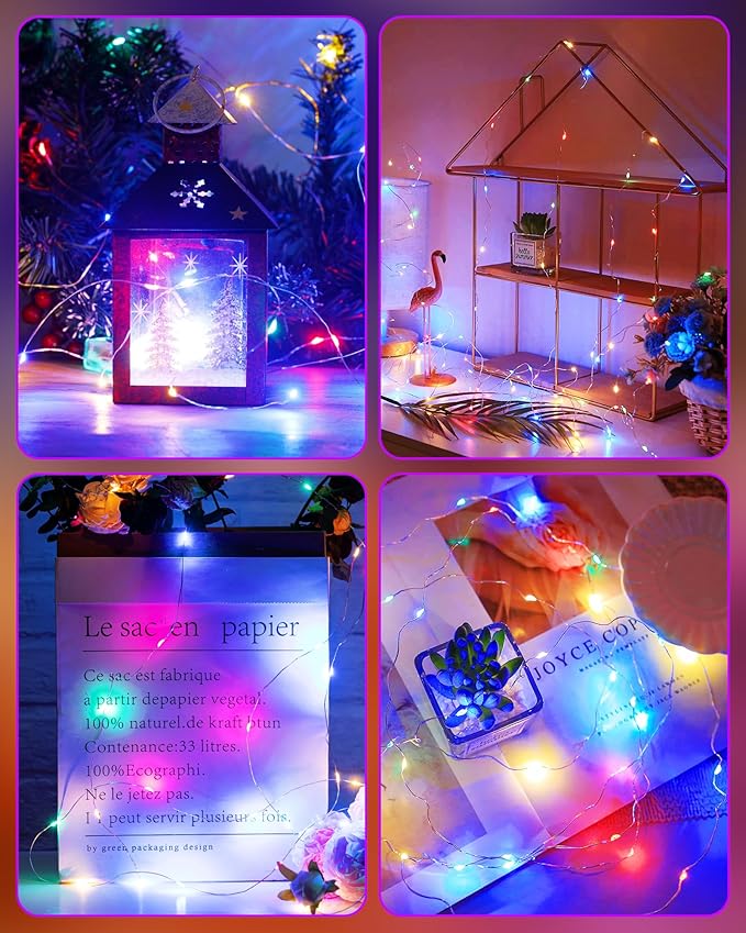 2 Pack Fairy Lights Battery Operated, String Lights Waterproof Silver Wire 5 - Image 6