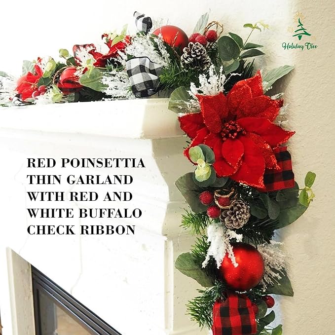 5 ft Christmas Garland for Mantle Unlit Garland for Stairs Railing, for Table - Image 2