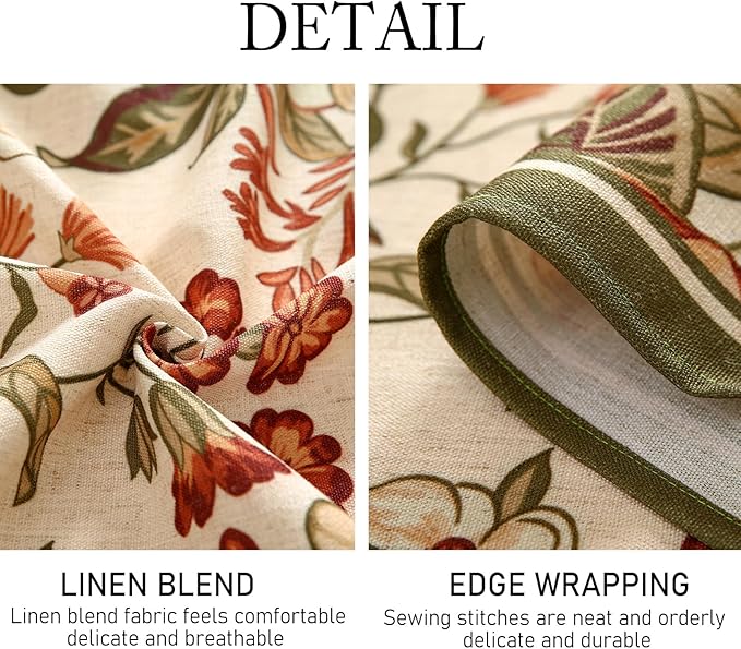 ISAENNE Designer Bohemian Linen Round Table Cloth, Colorful Floral Pattern - Image 4