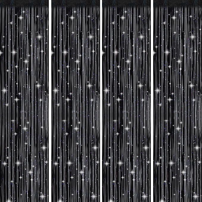 Picoway 4 Pack Foil Fringe Tinsel Backdrop Curtains, Birthday Engagement - Image 8
