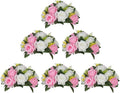 BLOSMON Flower Balls Rose Centerpieces: 6 Pcs 9.5 Inch Pink Fake Flowers by Blosmon