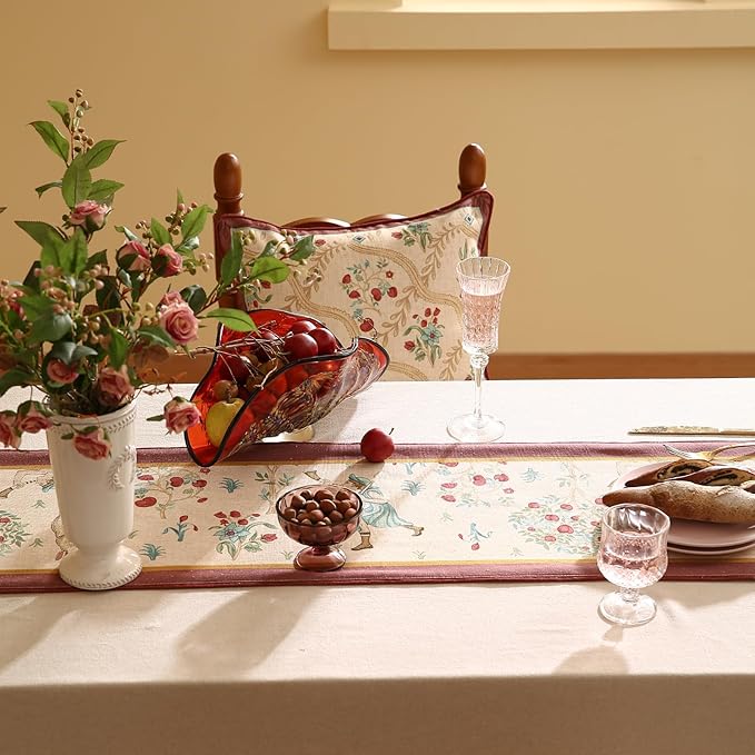patdrea Designer Idyll Linen Extra Long Table Runner, Vintage Beige Farmhouse - Image 5