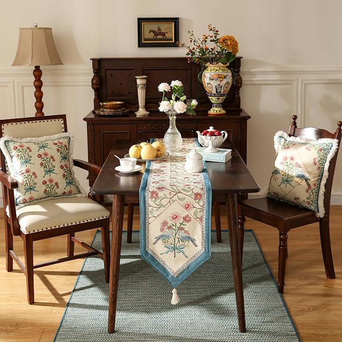 patdrea Designer French Elegant Wild Flowers Velvet Table Runner 71 Inch Long - Image 3