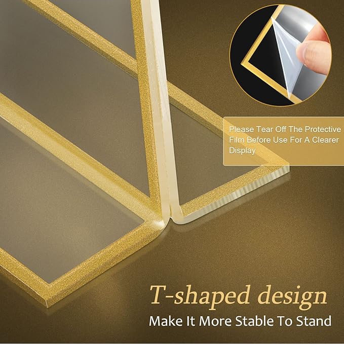 Hoteam 18 Pack Acrylic Sign Holder 4 x 6 Inch Gold Frames Wedding Table Number - Image 5