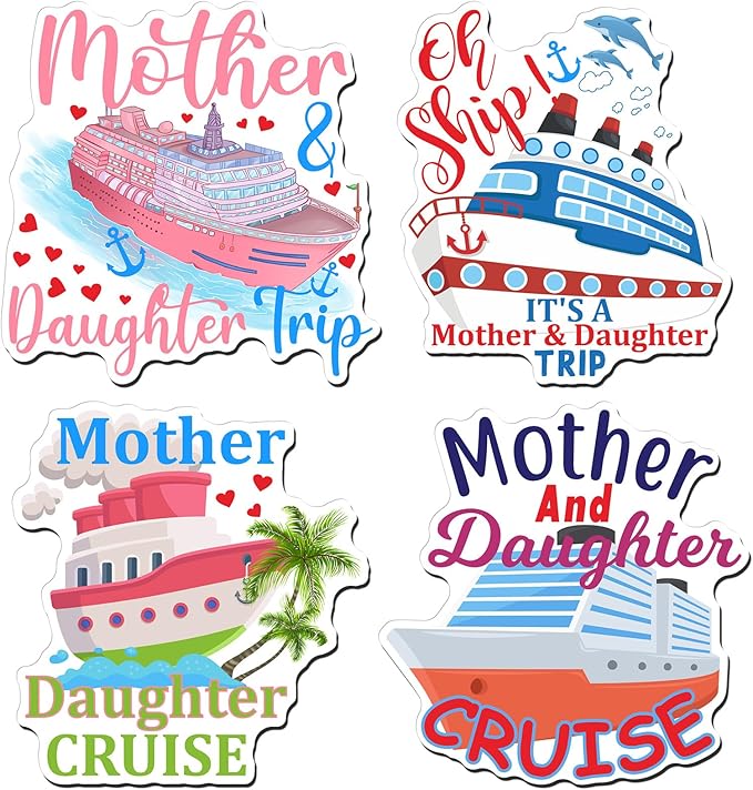 Hoteam 4 Pcs Mother Daughter Cruise Door Decorations Magnetic Large Cruise Ship by Hoteam