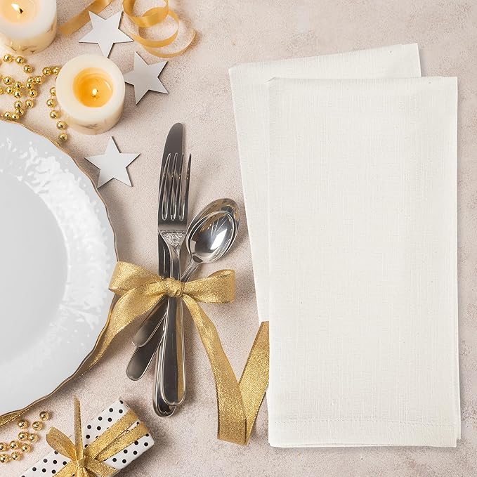 Urban Villa 12-Pack Ivory Dinner Napkins 100% Cotton Coth Napkins Everyday Use - Image 5