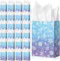 24 Pcs Winter Snowflake Gift Bags, Holiday Kraft Paper Party Favor Bags by Unknown