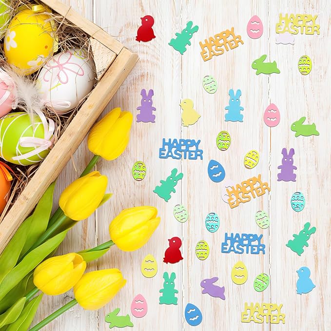 MARFOREVER Easter Confetti, Bunny Egg Rabbit Chicken Glitter Table Decorations - Image 6