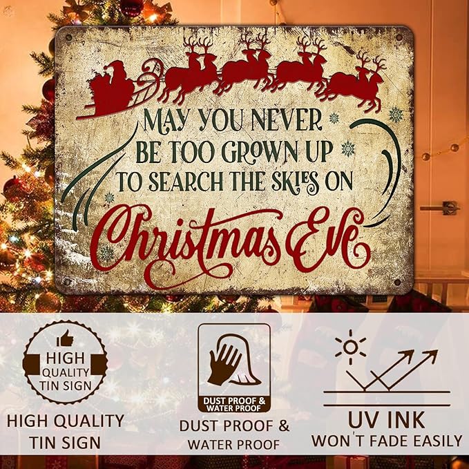 Christmas Sign Wall Art Vintage May You Never to Too Grown Up to Search The - Image 4