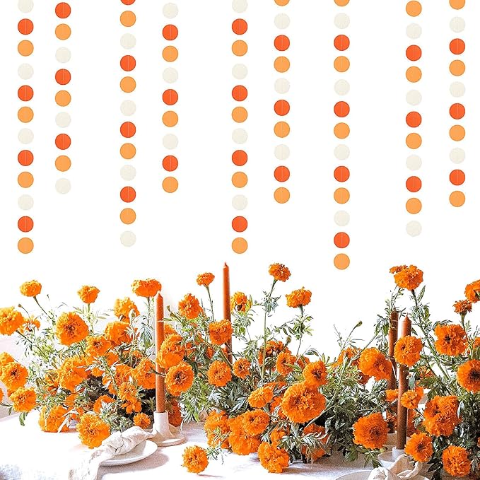 Orange White Fall Party-Decorations Garland-Streamers - 52ft Groovy Boho - Image 5