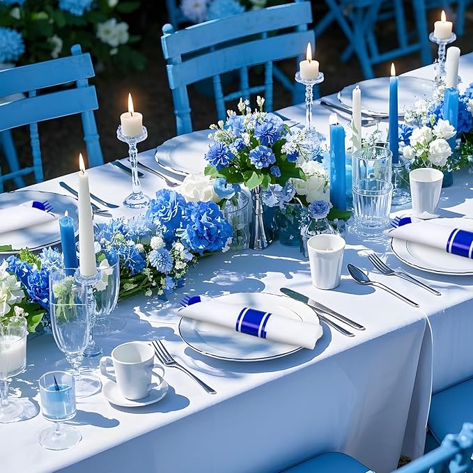 400PCS Pre Rolled Blue Plastic Silverware Sets - Image 5