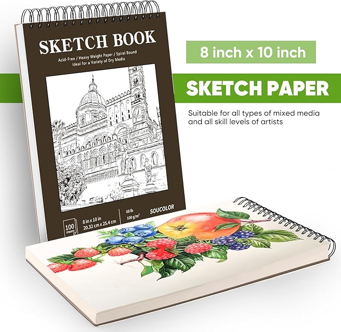 Soucolor 8" x 10" Blank Spiral Notebook| 100 Sheets 68lb/100gsm| Classroom Must - Image 6