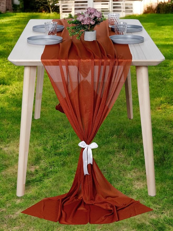 MDS 2 Pack 10ft Chiffon Table Runner 29 x 120 Inches Sheer Wedding Runner by MDS
