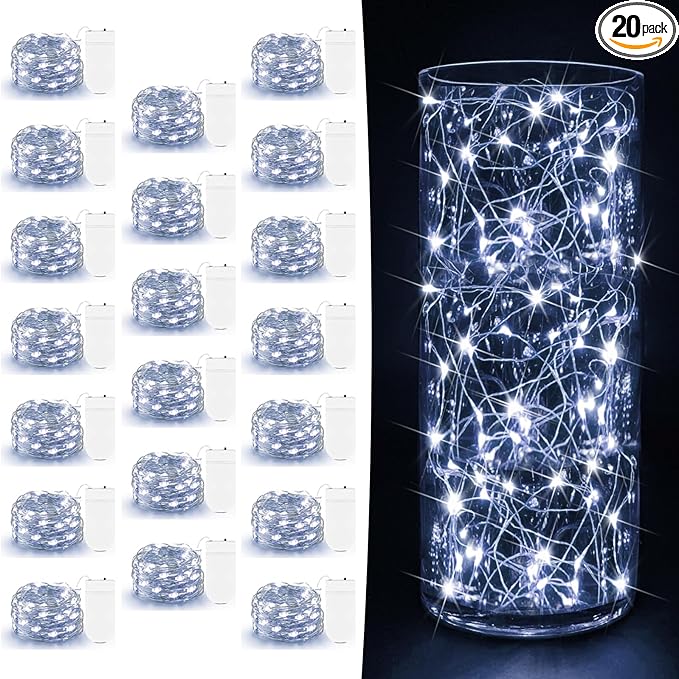 20 Pack Fairy Lights Battery Operated 7ft 20 LED Mini Fairy String Lights by AOZOPE