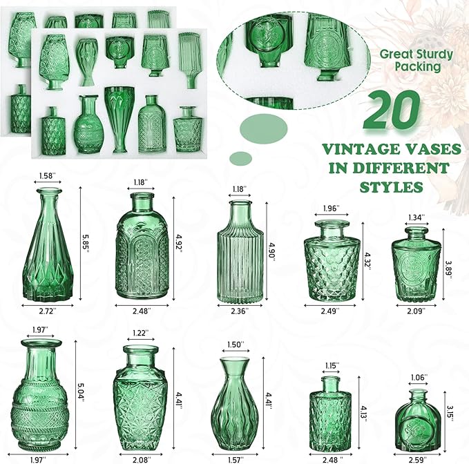 20 Pcs Glass Bud Vase Set Small Vintage Flower Vase in Bulk - Image 2