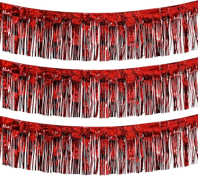 Thick 10 Feet by 15 Inch Red Foil Fringe Garland by Blukey