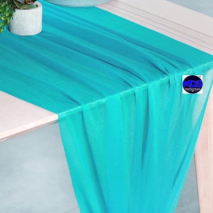 MDS 15 Pack 10ft Chiffon Table Runner 29 x 120 Inches Sheer Wedding Runner - Image 2