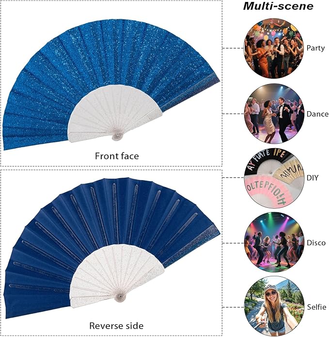 12 Pack Handheld Fan, Folding Hand Glitter fan - Image 6