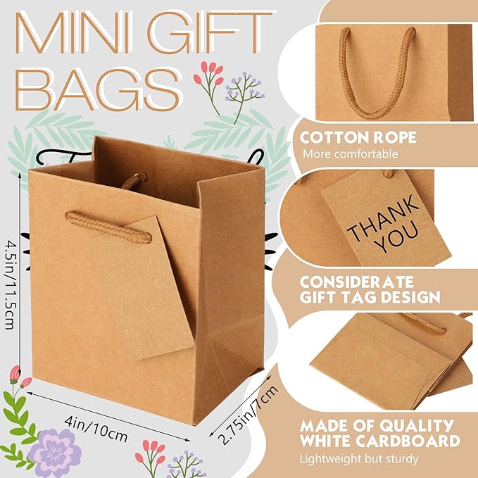 Sherr 100 Pack Mini Gift Bags Bulk, 4 x 2.75 x 4.5 Inches Paper Bags - Image 3