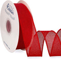 Ribbli Red Burlap Wired Ribbon, 1-1/2” Inch x Continuous 20 Yard, Big Bows by Ribbli