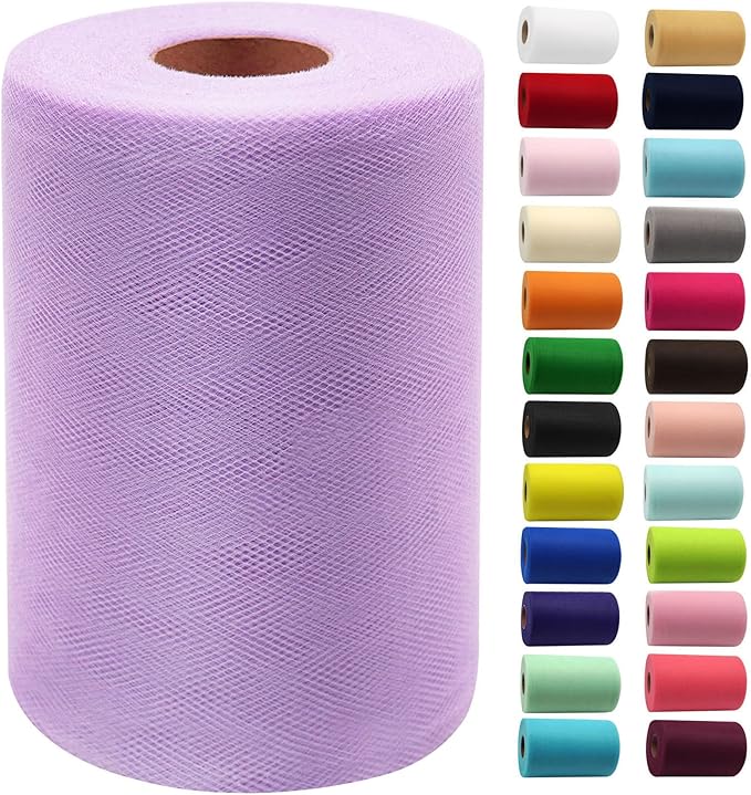 Lavender Tulle Fabric Rolls 6 Inch by 100 Yards Fabric Spool Tulle Ribbon by IONTACH