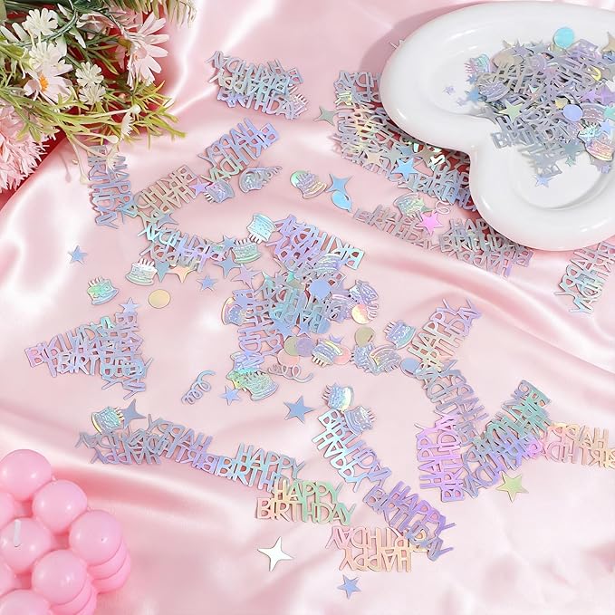 1000pcs Happy Birthday Confetti, Iridescent Party Confetti Metallic Glitter - Image 4