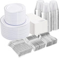 NOCCUR 700PCS Silver Plastic Plates Disposable by NOCCUR