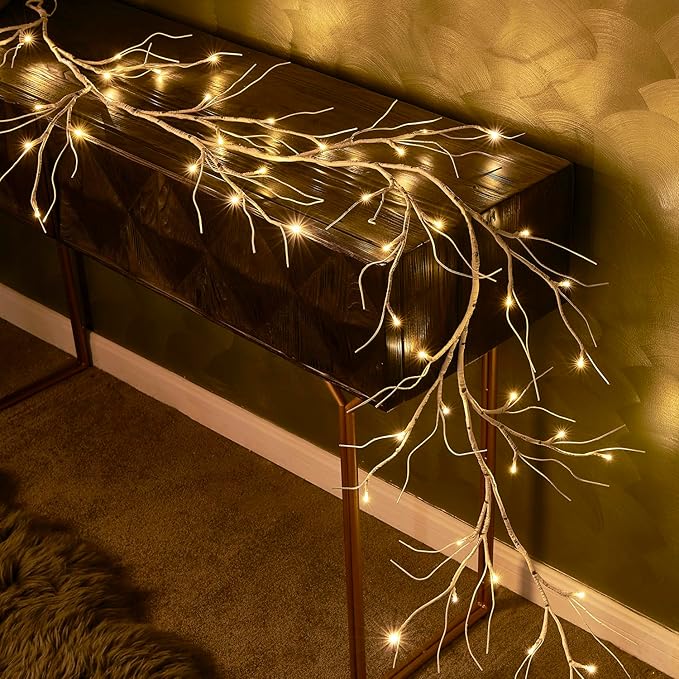 Hairui Birch Garland with Lights 6FT 48 LED Battery Operated, Lighted Twig Vine - Image 5