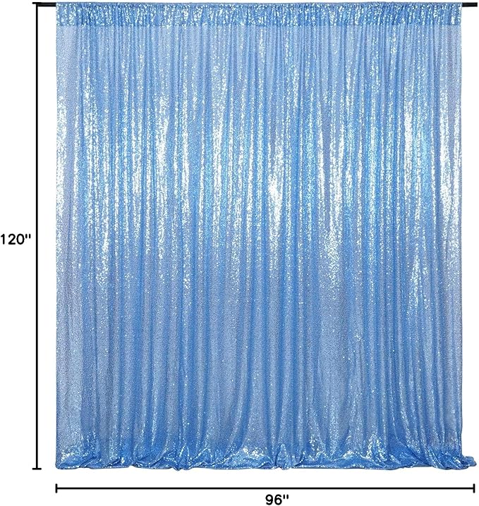 Poise3EHome Baby Blue Sequin Backdrop Curtain, 8FT x 10FT Sequin Photography - Image 9