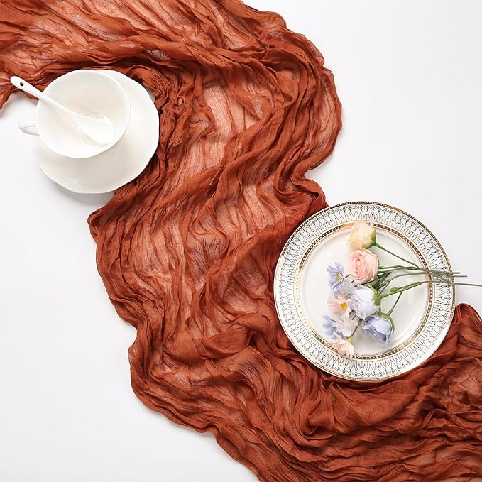 12 Pack Fall Thanksgiving Table Runner Terracotta Cheesecloth 10ft Boho Gauze - Image 6