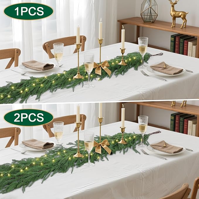 Hananona 4 Pcs 6 Ft Artificial Norfolk Pine Garlands, Real Touch Winter Pine - Image 3