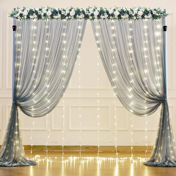 Silver Grey Tulle Backdrop Curtain - Image 2