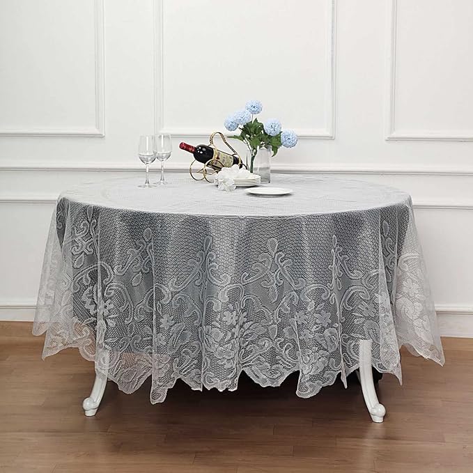 Tableclothsfactory 90" Ivory Premium Lace Round Tablecloth - Image 2