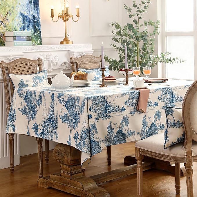 patdrea Designer Vintage Cyan Tablecloth - Image 9