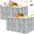 BEISHIDA 2 Pack Silver Table Skirts Party Decorations Metallic Tinsel Foil by Beishida