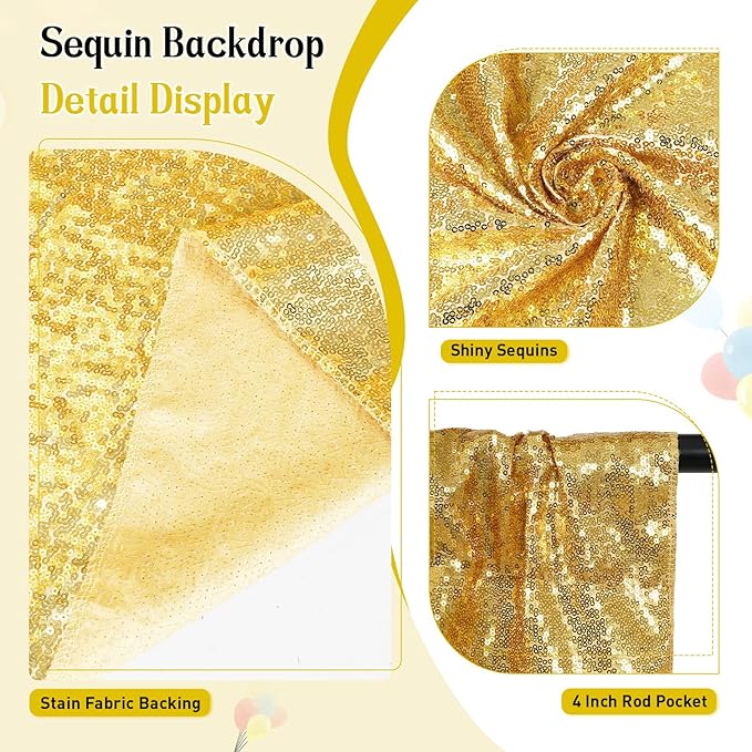 SquarePie Sequin Backdrop Curtain Less See Through Thick Background - Image 4